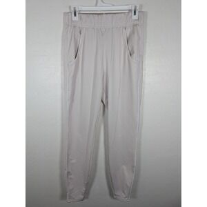 Gymshark Pants Womens Small Beige Slim Fit Joggers Logo‎ Stretch Waistband